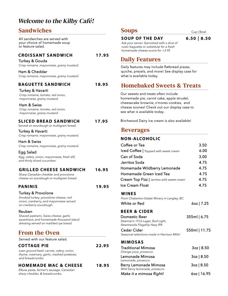 2026 Cafe Menu Spring
