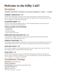 2026 Kilby Breakfast Menu